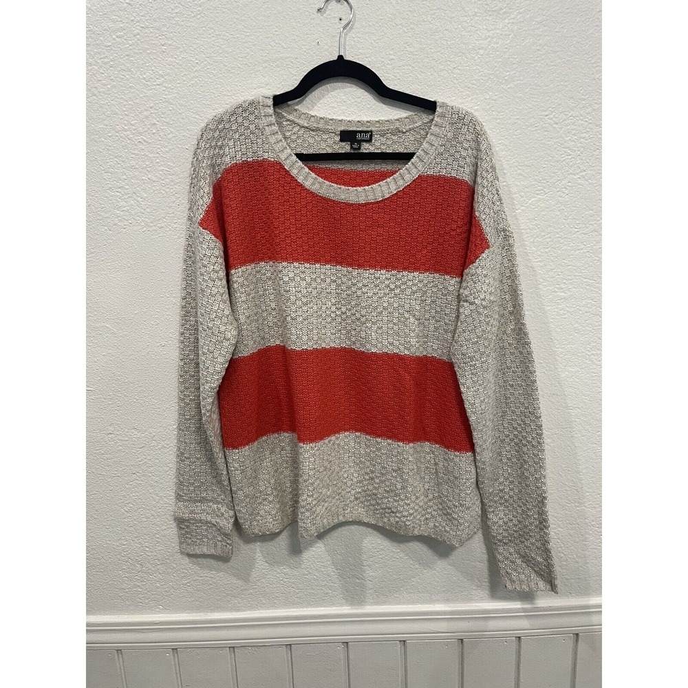 a.n.a sweater White And Orange Strips- Size XL